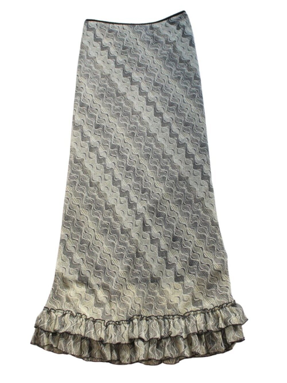 Y2K Johnathan Martin women skirt size M ruffle hem maxi chiffon lined patterned